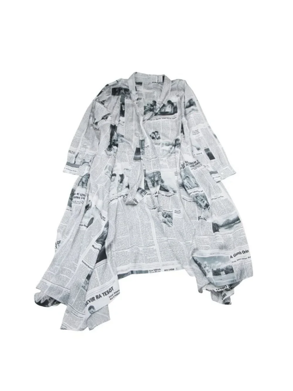 Balenciaga Long Shirt Dress Sleeve Bowtie Ribbon New Space Pattern 34
